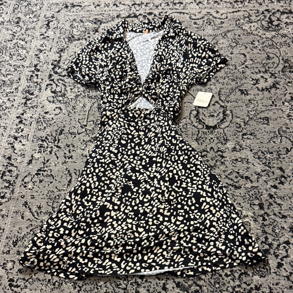 Free People Marsaille Black and Cream Mini  Dress